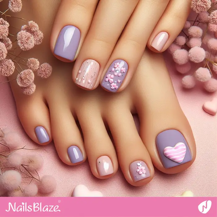 Pastel Finger Nails and Toenails Valentine Candy Design | Valentine Nails - NB2303